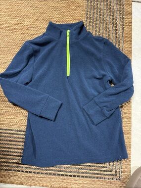 Dudley Stephens Navy Pullover with Neon Green Quarter-Zip